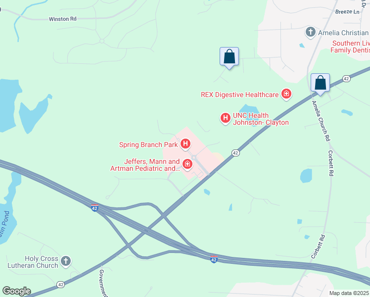 map of restaurants, bars, coffee shops, grocery stores, and more near 348 Springbrook Avenue in Clayton