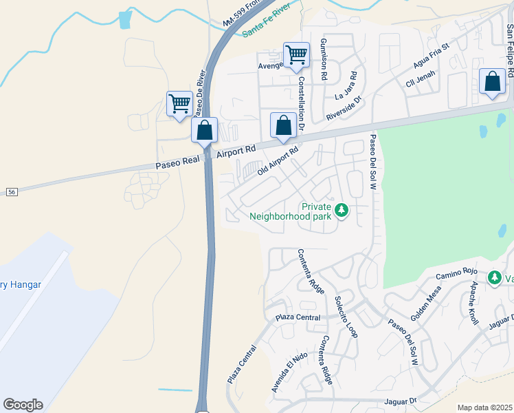map of restaurants, bars, coffee shops, grocery stores, and more near 7547 Kachina Loop in Santa Fe
