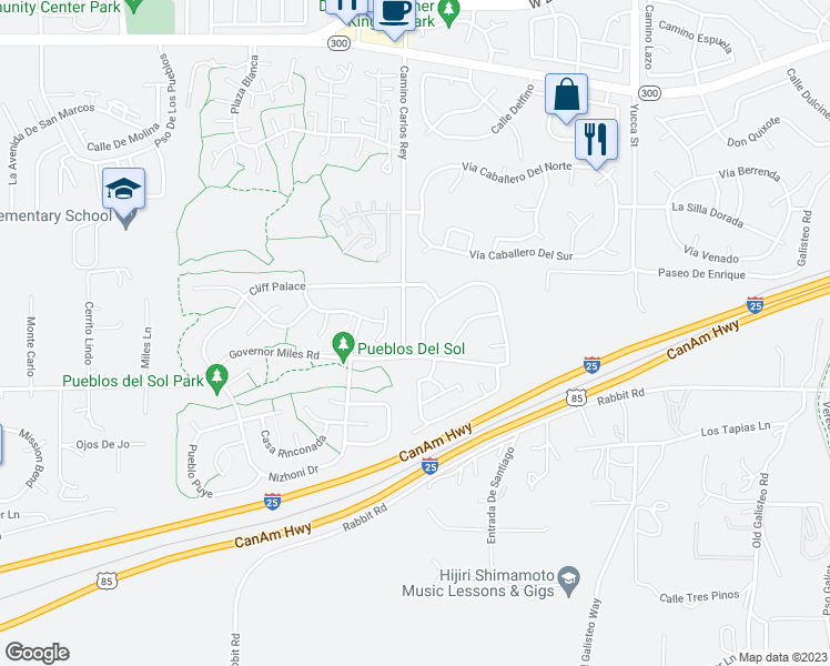 map of restaurants, bars, coffee shops, grocery stores, and more near 3003 Governor Lindsey Road in Santa Fe