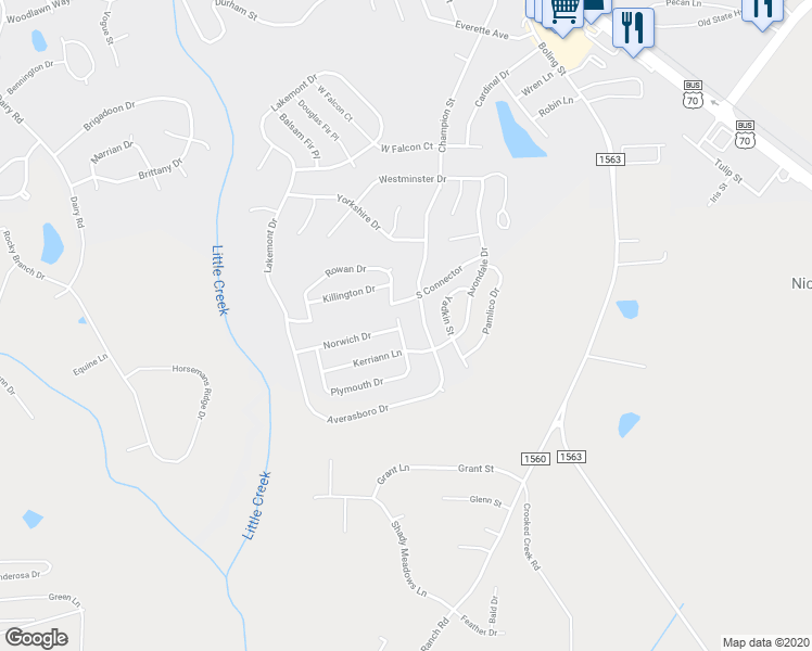 map of restaurants, bars, coffee shops, grocery stores, and more near 66 Yarmouth Drive in Clayton