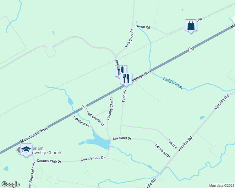 map of restaurants, bars, coffee shops, grocery stores, and more near 6383 Manchester Highway in McMinnville