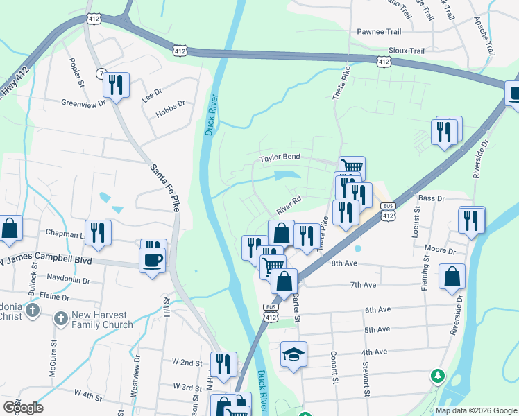 map of restaurants, bars, coffee shops, grocery stores, and more near 14 Taylor Bend in Columbia