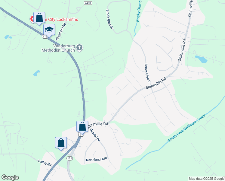map of restaurants, bars, coffee shops, grocery stores, and more near 123 Skylark Way in Mooresville