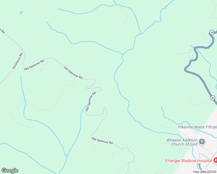 map of restaurants, bars, coffee shops, grocery stores, and more near Old Spencer Road in Pikeville