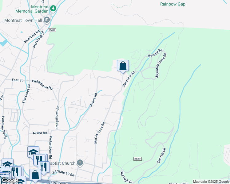 map of restaurants, bars, coffee shops, grocery stores, and more near 455 McCoy Cove Road in Black Mountain