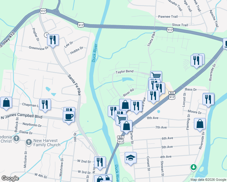 map of restaurants, bars, coffee shops, grocery stores, and more near 14 Taylor Bend in Columbia