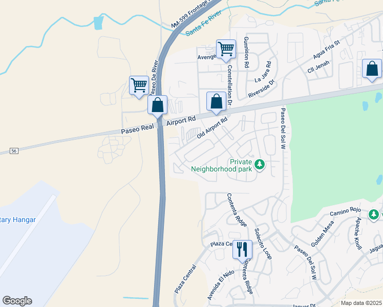 map of restaurants, bars, coffee shops, grocery stores, and more near 7547 Kachina Loop in Santa Fe