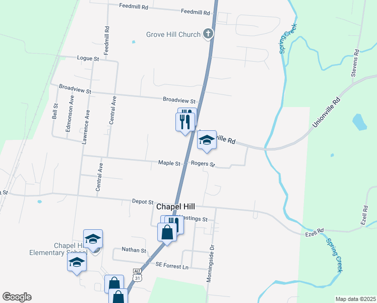 map of restaurants, bars, coffee shops, grocery stores, and more near 310 North Horton Parkway in Chapel Hill