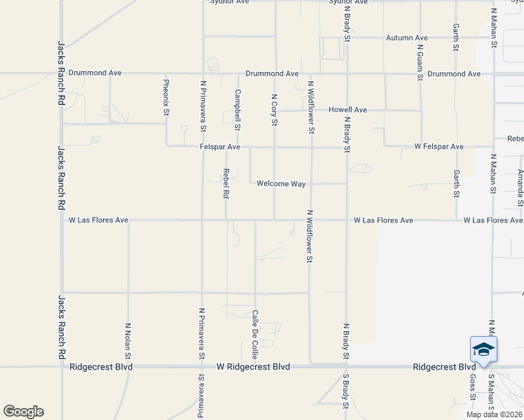 map of restaurants, bars, coffee shops, grocery stores, and more near 545 North Cory Street in Ridgecrest
