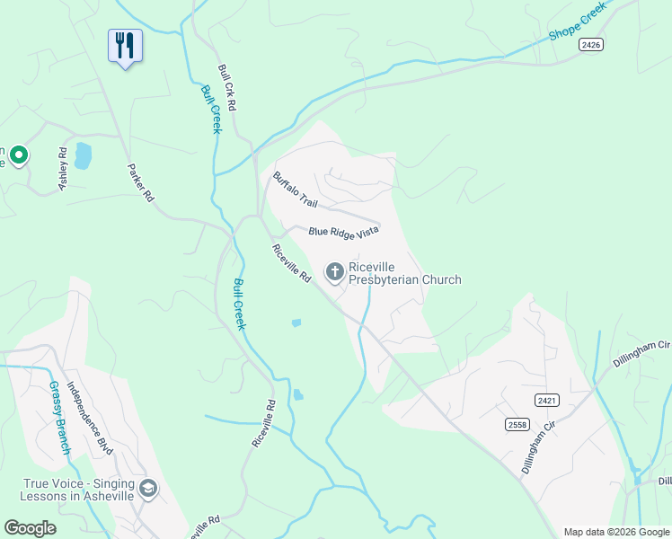 map of restaurants, bars, coffee shops, grocery stores, and more near 2330 Riceville Road in Asheville