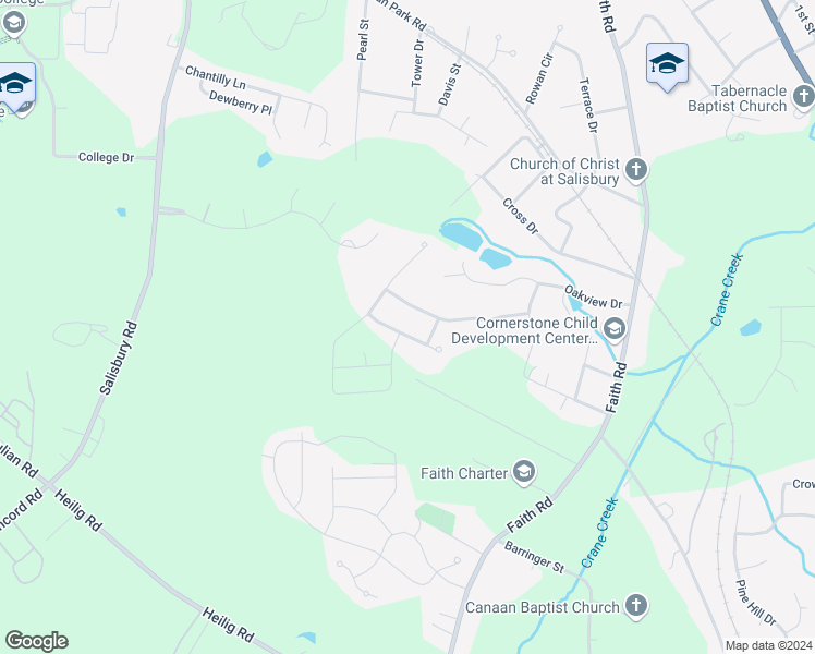 map of restaurants, bars, coffee shops, grocery stores, and more near 618 Oak Forest Lane in Salisbury