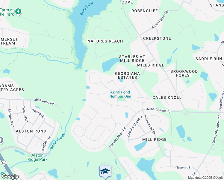 map of restaurants, bars, coffee shops, grocery stores, and more near Greenbank Mill Drive in Fuquay Varina
