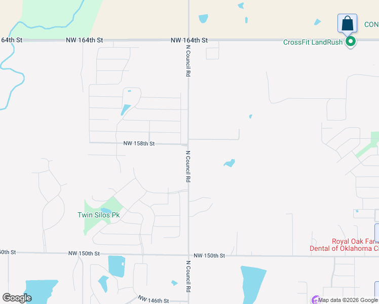 map of restaurants, bars, coffee shops, grocery stores, and more near 15900 North Council Road in Edmond