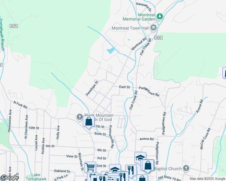 map of restaurants, bars, coffee shops, grocery stores, and more near 1008 Montreat Road in Black Mountain