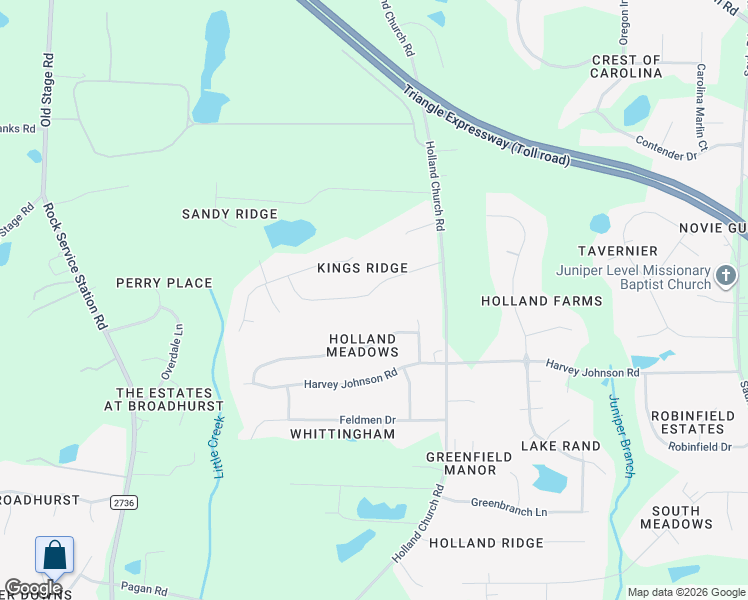map of restaurants, bars, coffee shops, grocery stores, and more near 433 Kings Hollow Drive in Raleigh