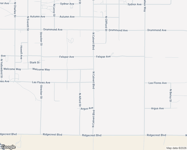 map of restaurants, bars, coffee shops, grocery stores, and more near 555 North Calvert Boulevard in Ridgecrest