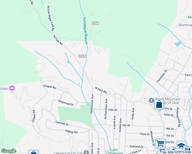 map of restaurants, bars, coffee shops, grocery stores, and more near 21 Lynx Drive in Black Mountain