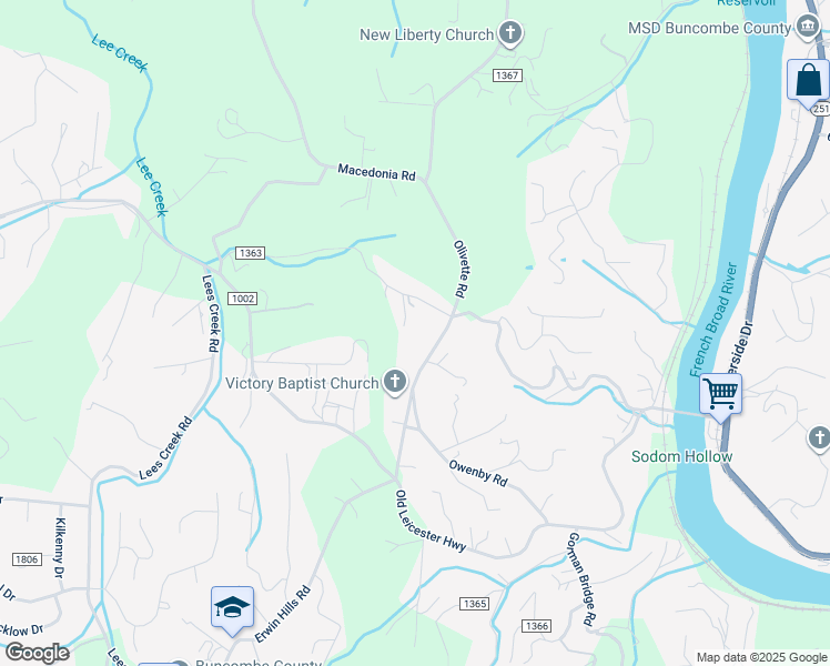 map of restaurants, bars, coffee shops, grocery stores, and more near 128 Olivette Road in Asheville