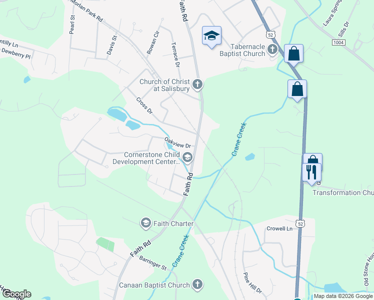 map of restaurants, bars, coffee shops, grocery stores, and more near 105 Oakview Drive in Salisbury
