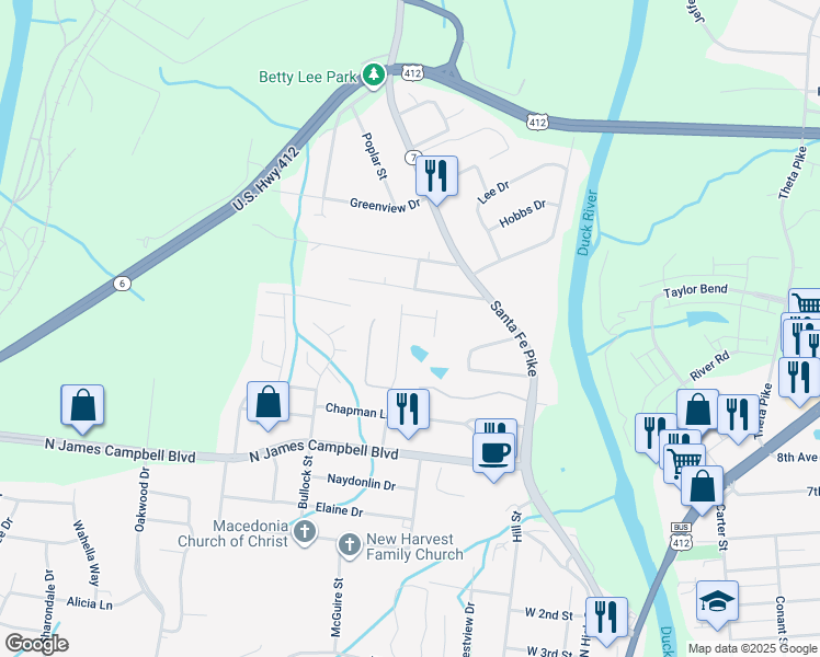 map of restaurants, bars, coffee shops, grocery stores, and more near 218 Nowlin Drive in Columbia