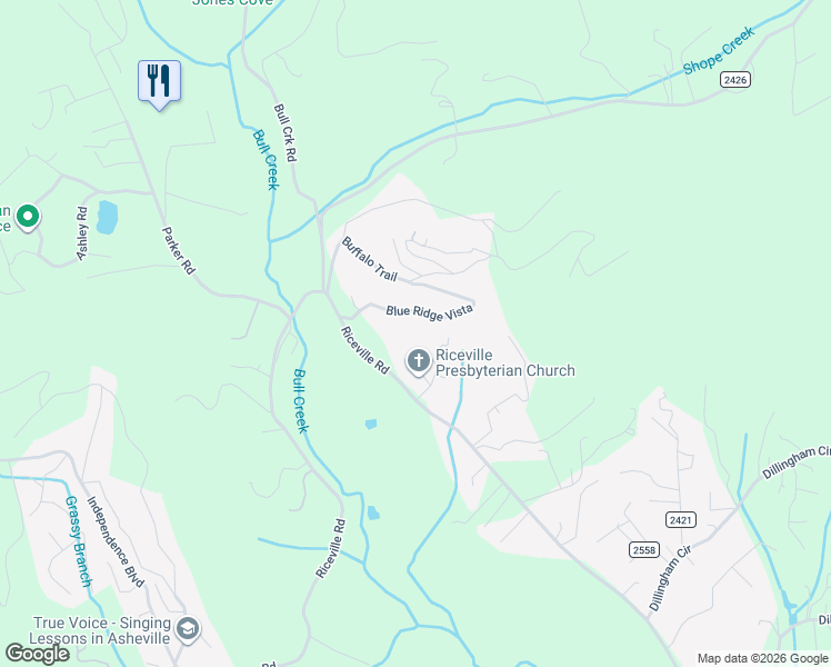 map of restaurants, bars, coffee shops, grocery stores, and more near 2330 Riceville Road in Asheville