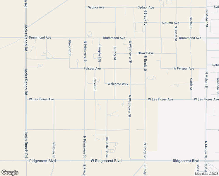 map of restaurants, bars, coffee shops, grocery stores, and more near 545 North Cory Street in Ridgecrest