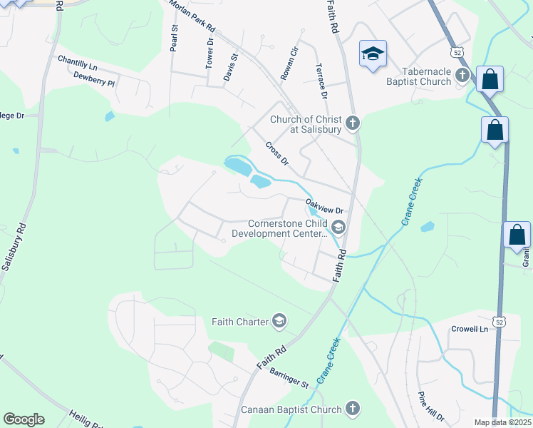map of restaurants, bars, coffee shops, grocery stores, and more near 314 Oak Brook Drive in Salisbury