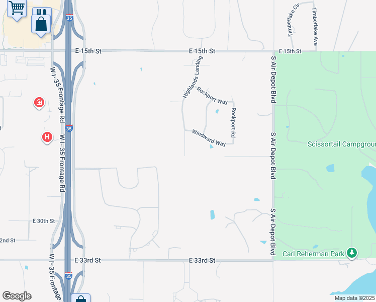 map of restaurants, bars, coffee shops, grocery stores, and more near 2308 Highlands Landing in Edmond