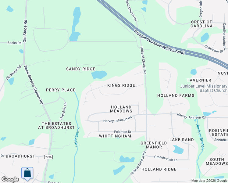 map of restaurants, bars, coffee shops, grocery stores, and more near 444 Kings Hollow Drive in Raleigh