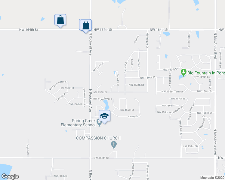 map of restaurants, bars, coffee shops, grocery stores, and more near 6833 Northwest 157th Street in Edmond