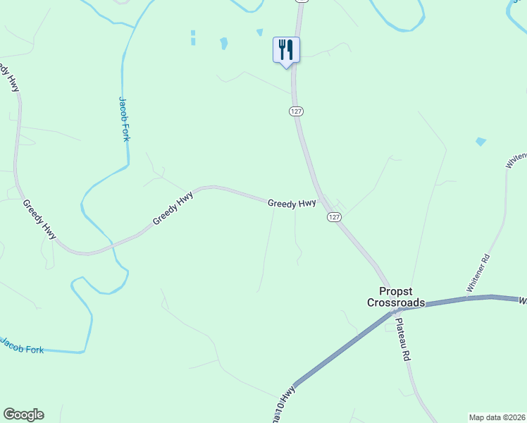 map of restaurants, bars, coffee shops, grocery stores, and more near 5841 Greedy Highway in Hickory