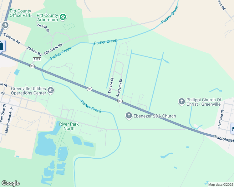 map of restaurants, bars, coffee shops, grocery stores, and more near 101 Elite Place in Greenville