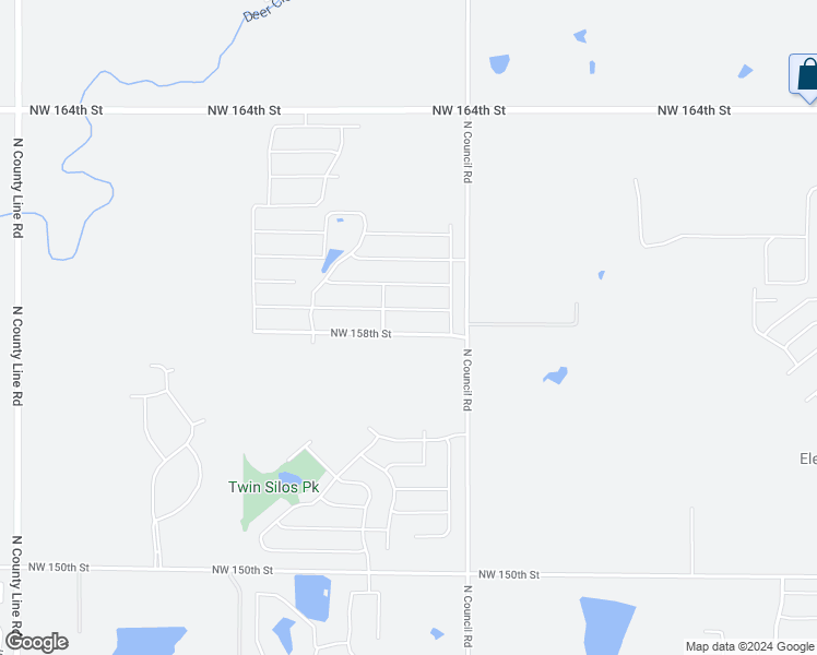map of restaurants, bars, coffee shops, grocery stores, and more near 8109 Northwest 158th Street in Edmond