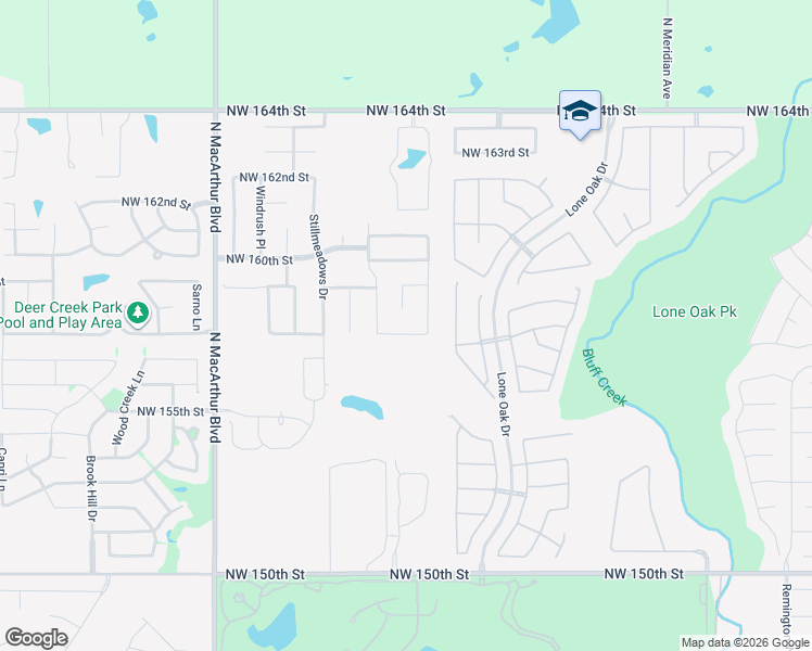 map of restaurants, bars, coffee shops, grocery stores, and more near 5204 Northwest 158th Street in Edmond