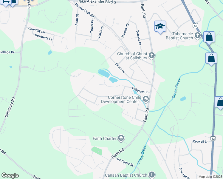 map of restaurants, bars, coffee shops, grocery stores, and more near 317 Oakview Drive in Salisbury