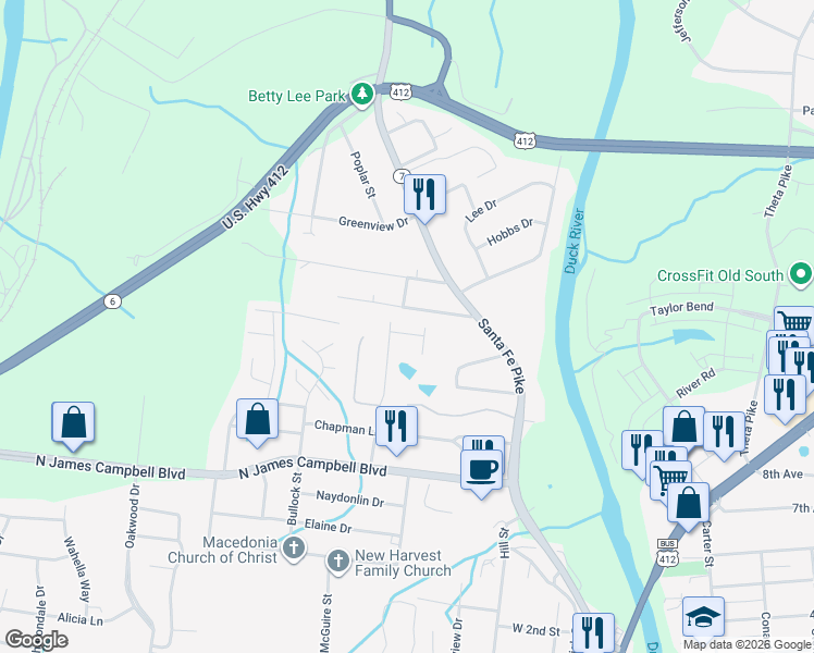 map of restaurants, bars, coffee shops, grocery stores, and more near 218 Nowlin Drive in Columbia