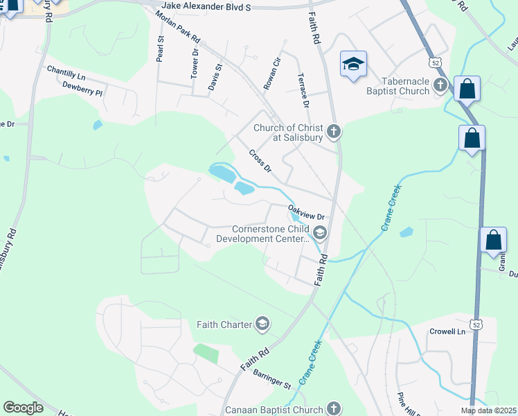map of restaurants, bars, coffee shops, grocery stores, and more near 305 Oakview Drive in Salisbury
