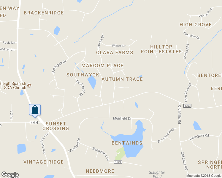 map of restaurants, bars, coffee shops, grocery stores, and more near 5304 Autumn Trace Drive in Fuquay Varina