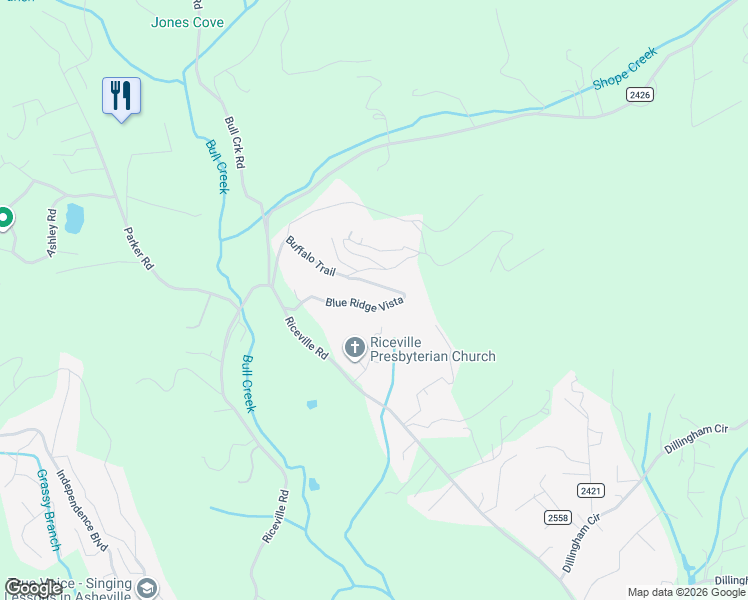 map of restaurants, bars, coffee shops, grocery stores, and more near 226 Blue Ridge Vista in Asheville