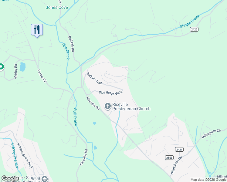 map of restaurants, bars, coffee shops, grocery stores, and more near 226 Blue Ridge Vista in Asheville