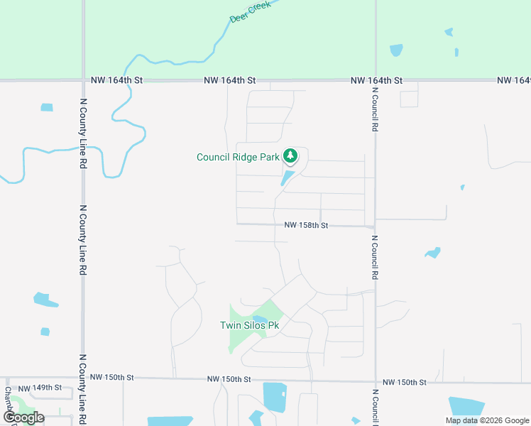 map of restaurants, bars, coffee shops, grocery stores, and more near 8317 Northwest 159th Street in Edmond