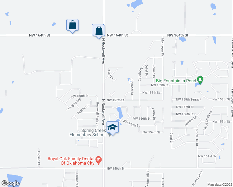 map of restaurants, bars, coffee shops, grocery stores, and more near 15816 Carriage House Road in Edmond