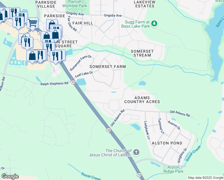 map of restaurants, bars, coffee shops, grocery stores, and more near 505 Hidden Cellars Drive in Holly Springs