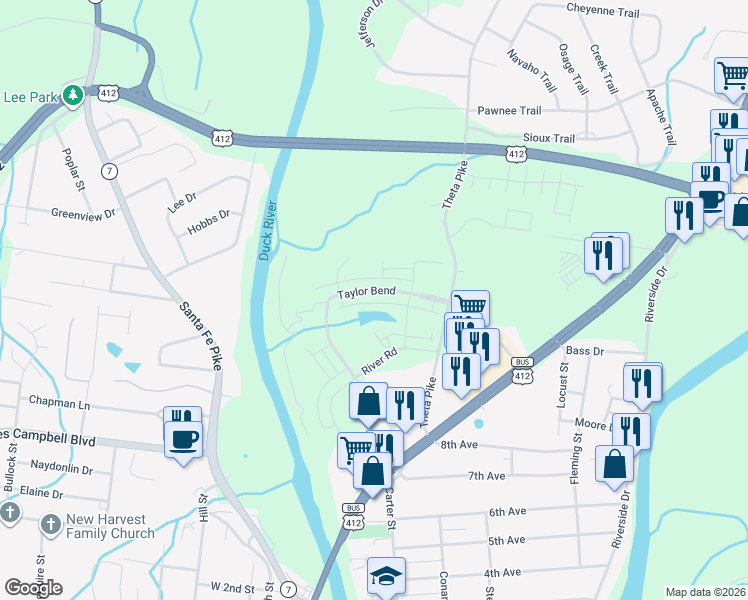map of restaurants, bars, coffee shops, grocery stores, and more near 14 Taylor Bend in Columbia