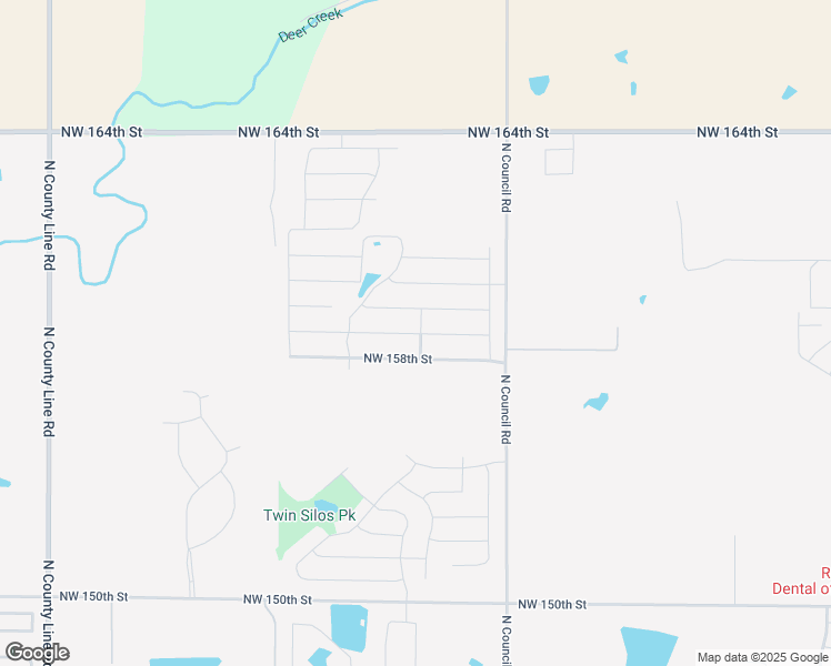 map of restaurants, bars, coffee shops, grocery stores, and more near 8005 Northwest 159th Street in Edmond