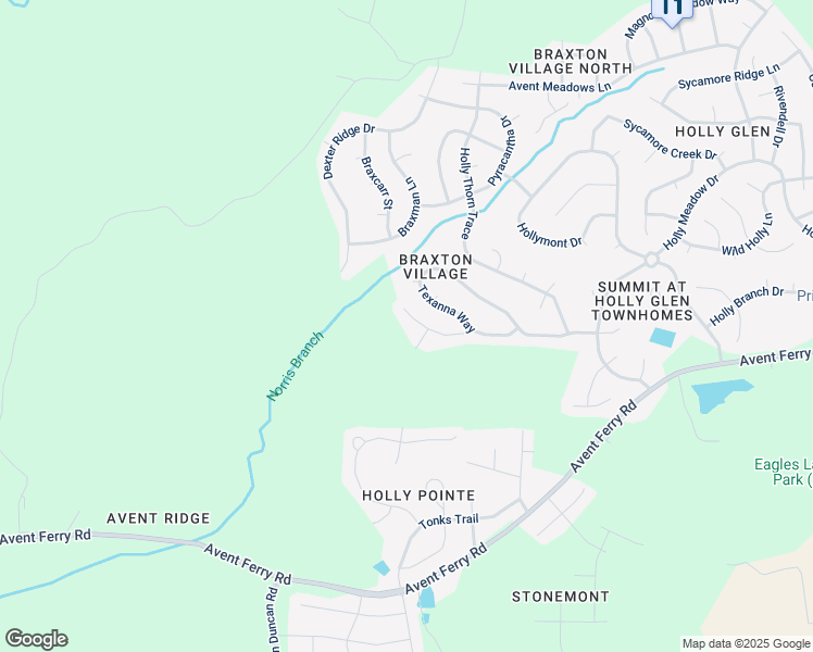 map of restaurants, bars, coffee shops, grocery stores, and more near 205 Talley Ridge Drive in Holly Springs