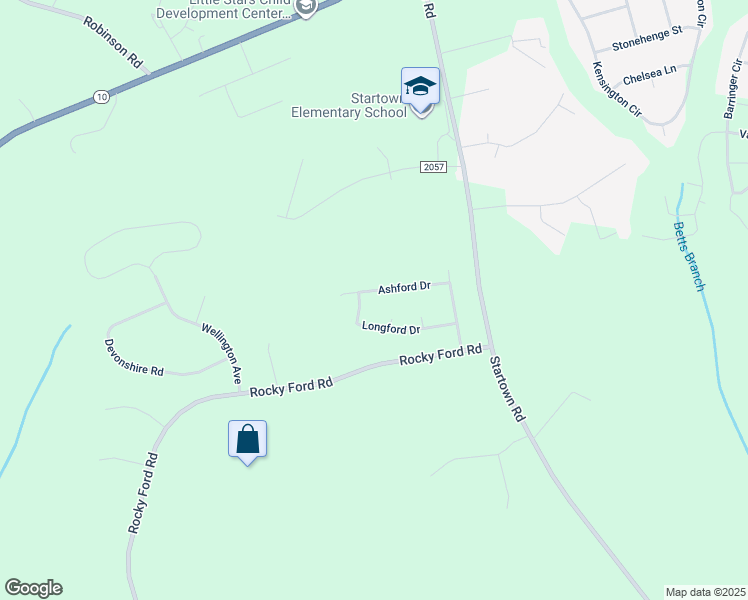 map of restaurants, bars, coffee shops, grocery stores, and more near 2505 Ashford Drive in Newton