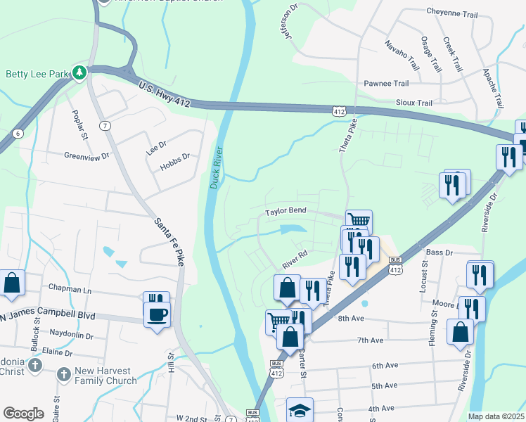 map of restaurants, bars, coffee shops, grocery stores, and more near 676 Taylor Bend in Columbia