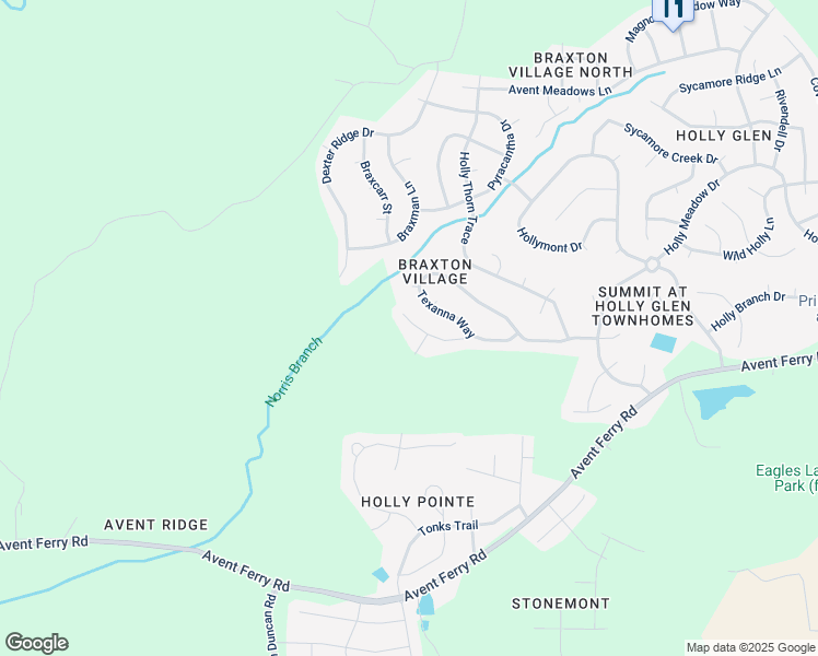 map of restaurants, bars, coffee shops, grocery stores, and more near 205 Talley Ridge Drive in Holly Springs