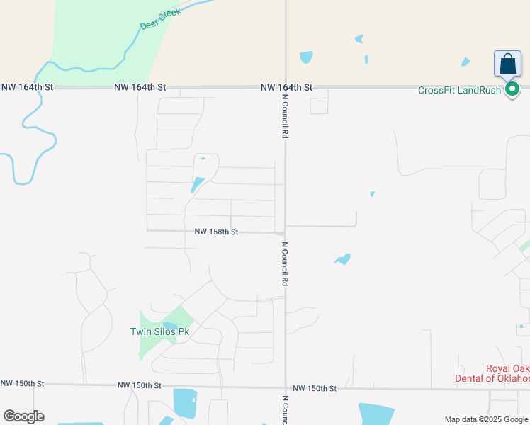 map of restaurants, bars, coffee shops, grocery stores, and more near 8009 Northwest 159th Street in Edmond